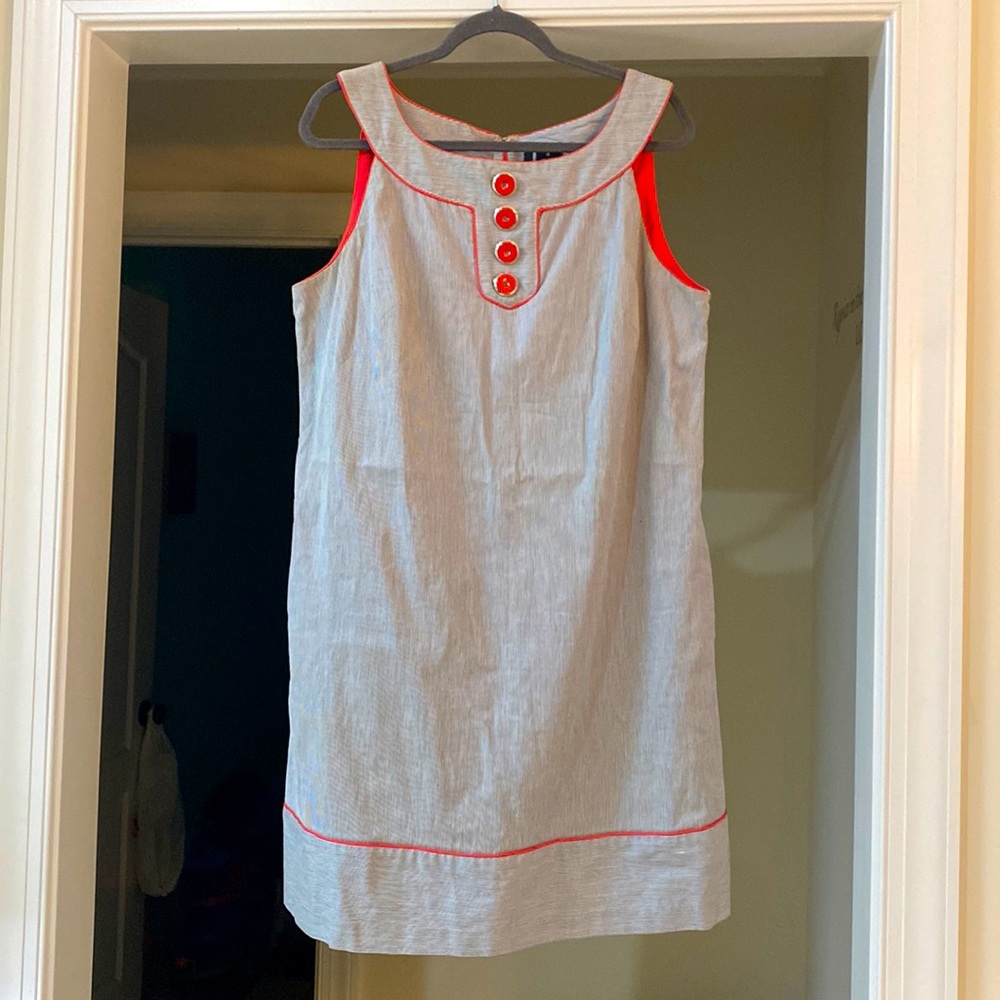 New Directions Sleeveless Ladies Red Black White Dress 👗 w/Red Piping w/pockets